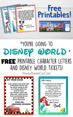 free printable disney world character letters and activities for kids to do at the park