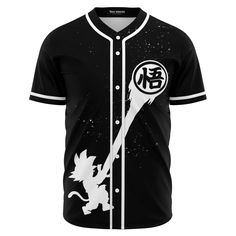 This baseball jersey looks great on and off the field. With a moisture-wicking fabric with a lightweight and breathable feel. And high definition printing that won't fade after washing.



 	100% polyester
 	Rounded hem
 	Button front closure
 	Moisture-wicking fabric for a lightweight, breathable feel
 	Premium polyester knit 230gsm jersey
 	High definition printing Fitted Rave T-shirt For Streetwear, Black Cotton Jersey For Streetwear, Casual Fitted Jersey With Sublimation Print, Black Tops With Sublimation Print For Fan Events, Black Jersey With Custom Print For Streetwear, Cotton Jersey With Sublimation Print For Streetwear, White Rave Crew Neck Top, Black Anime Print Top For Fan Events, Black Y2k Tops For Cosplay