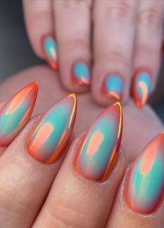 17 Aura Nail Designs for Your Next Manicure | The Everygirl Aura Nails, Nagellack Trends, September Nails, Blue Nail, Get Nails, Fall Nail Colors, Nail It, Dope Nails