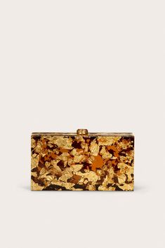 A rectangular acrylic clutch with gold-toned foil accents complete with a top closure. — Acrylic body — Gold-toned foil accents — Top closure Bag Wishlist, Cult Gaia Bag, Clear Clutch, Acrylic Clutch, Gold Clutch, Swimming Bag, Box Clutch, Cult Gaia, Boot Accessories