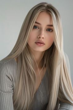 Color Hair Inspo Aesthetic, Blonde Hair On Pale Skin Brown Eyes, Blonde Hair On Tan Skin Brown Eyes, Ash Toned Blonde Hair, Intense Ash Blonde Hair, Brunette Hair To Blonde, 2 Hair Colors Ideas, Cool Blonde Hair Color Balayage, Haircolor Idea 2024