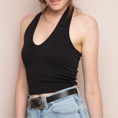 Nwt Brandy Melville Black Cotton Halter Top, One Size. Brand New With Tags In Perfect New Condition Brandy Melville Tops, Brandy Melville, Halter Top, Black Cotton, Brandy, Shoulder Top, Womens Tops, Brand New, Tags