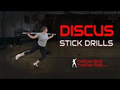 a woman is swinging a tennis racket in an indoor court with the words discuss stick drills