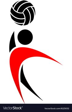 a volleyball player with a ball in his hand logo design element for a sport team