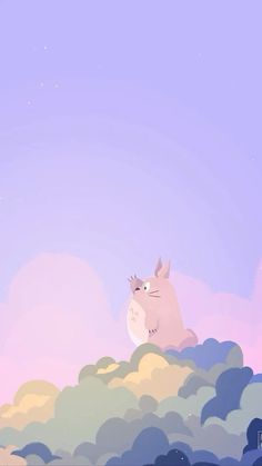 a cat sitting on top of a cloud filled sky