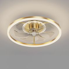 a ceiling fan with a light on top of it