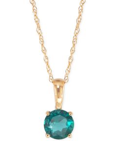 Simple and sophisticated style emanates from this stunning birthstone pendant collection in 14k gold. 14K gold or 14K white gold; varies by stone. Approximate length: 18". Approximate drop: 1/3". 14k Yellow Gold Jewelry For May Birthstone, Classic May Birthstone Jewelry, Classic 14k Gold May Birthstone Necklace, Classic May Birthstone Jewelry Tarnish Resistant, Classic May Birthstone Jewelry, Tarnish Resistant, Classic Yellow Gold May Birthstone Necklace, 14k Gold May Birthstone Necklace, Fine Jewelry With Green Round Stone, Fine Jewelry Yellow Gold May Birthstone Necklace