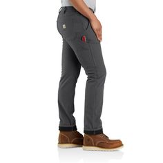 When the job has you outside on cold winter days, these women's fleece-lined work pants offer the warmth you need to stay comfortable. Durable stretch canvas, a flexible waistband, and the relaxed fit allow for unrestricted movement with a higher rise in back for added coverage. Multiple pockets keep small tools and everyday carry items within reach. Features8.5-ounce, 97% cotton / 3% elastaneFleece liningBuilt to move with durable Rugged Flex® stretch technology that recovers after every wearRe Womens Carhartt Pants, Flannel Jeans, Carhartt Bag, Small Tools, Carhartt Womens, Carhartt Pants, Carhartt Women, Lined Jeans, Womens Fleece