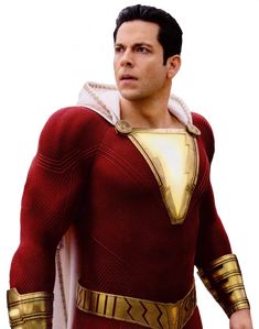 a man in a red and gold costume with his hands on his hips looking to the side