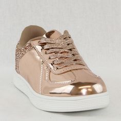 Forever Link Shoes | Women Fashion Glitter Sneakers Lace Up Rose Gold - Poshmark Forever Link Shoes, Glitter Sneakers, Lacing Sneakers, Brown Gold, Womens Shoes Sneakers, Comfortable Shoes, Sneakers Fashion, High Top Sneakers, Shoes Sneakers