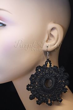 Fancy Earrings Black Earrings summer by purplepartydesigns on Etsy Unique Handmade Black Plug Earrings, Handmade Black Circular Jewelry, Handmade Black Bohemian Plug Earrings, Handmade Black Round Earrings, Adjustable Black Flower Earrings, Unique Black Plug Earrings With Ear Wire, Adjustable Black Flower Earrings For Pierced Ears, Nickel Free Black Plug Earrings For Festival, Unique Black Nickel-free Plug Earrings