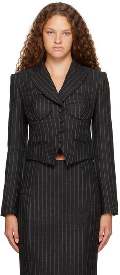 Cropped Blazer, Blazers For Women, Outerwear Women, Welt Pockets, Moschino, Double Breasted, Apparel Accessories, Top Brands, Women Wear