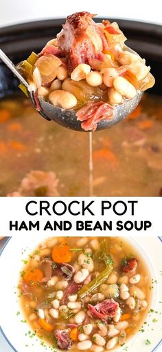 crock pot ham and bean soup is the perfect meal for cold weather