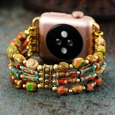 Crazy Jasper Beaded Apple Watch Band - Moon Dance Charms Grounding Benefits, Purple Jasper, Art Picasso, Apple Watch Sizes, Moon Dance, Bracelet Apple Watch, Unique Fits, Chakra Jewelry, Apple Watch 38mm