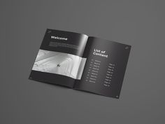 a black and white brochure with the words welcome