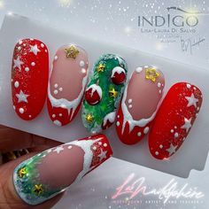 Nail Art Noel, Christmas Nail Art Ideas, Cute Christmas Nails, Christmas Gel Nails, Seasonal Nails, Christmas Nail Art Designs, Winter Nail Art, Festival Nails, Xmas Nails