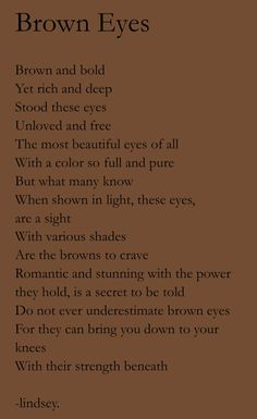 the brown eyes poem is shown in black and white