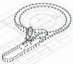 an architectural drawing of a roller coaster in the shape of a circle with several tracks