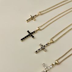 Black Diamond Cross Necklace, Luxury Symbolic Cross Necklace, Black Jewelry With Adjustable Chain And Cross Pendant, Black Cross Jewelry With Adjustable Chain, Black Cross Necklace With Clavicle Chain, Black Cross Pendant Clavicle Chain Jewelry, Black Cross Pendant Necklace Gift, Black Cubic Zirconia Necklace Gift, Black Jewelry With Rhinestones As A Gift