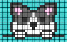 an image of a cat made out of pixellated squares in blue and black colors