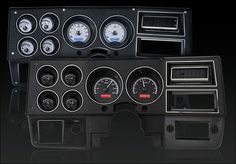 two gauges and dash boards are shown in this image