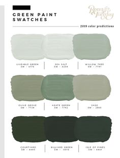 the green paint swatches are all different shades