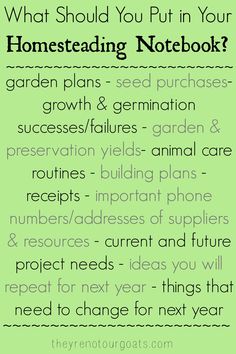 what should you put in your homesteading notebook? garden plans, seed purchases, growth & germinion