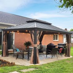 PRICES MAY VARY. 🎉⛱️Perfect Size- 12' x 14' Domi hardtop gazebo is a fairly medium to large sized gazebo, commonly used in residential backyards or on patios. Whether you're hosting a barbeque, a family gathering, or just need a place to escape the sun, this gazebo is the ideal choice. 🎉⛱️Durable Protection Material- Unlike traditional gazebos, Domi gazebo pavilion is made with a sturdy metal roof and aluminum frame that provides superior protection from the elements. You won't have to worry a Backyard Curtains, Backyard Living Spaces, Yard Structures, Aluminum Gazebo, Deck Backyard, Wicker Patio Furniture Set, Hardtop Gazebo, Gazebo Canopy, Outdoor Gazebos