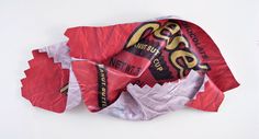 a bag of chips sitting on top of a white table