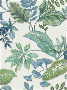 JB21904 Tropical Leaf Blue Green White Wallpaper White And Green Leaf Wallpaper, Blue And Green Boho Wallpaper, Green White Wallpaper, Go Wallpaper, Wallpaper Calculator, Tropical Leaf, Green Print, Green Wallpaper, White Wallpaper