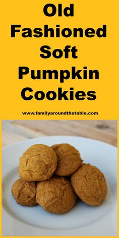 old fashioned soft pumpkin cookies on a white plate