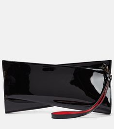 Loubitwist patent leather clutch in black - Christian Louboutin | Mytheresa Bold Gold Jewelry, Louboutin Online, Louboutin Bags, Designer Clutch Bags, Bridal Bag, Red Accessories, Rings Jewelry Fashion, Black Clutch, Classic Bags