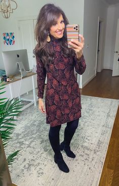 Sweater Dress With Boots 2022, Maroon Dress, Dresses Casual Winter, Mock Neck Dress, Turtleneck Sweater Dress, Ruffled Sleeve Top, Stylish Clothes For Women, Beautiful Blouses