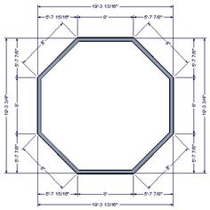 a drawing of an octagonal table with measurements