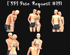 multiple poses of a man and woman in swimsuits, with the caption cspi pose request 1911