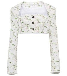 Floral cotton crop  top Girls Top Design, Top Png, Crop Top Blanco, White Long Sleeve Crop Top, Rihanna Outfits, Crop Top Designs, Crop Dress, Cotton Crop Top, Lorenzo Serafini