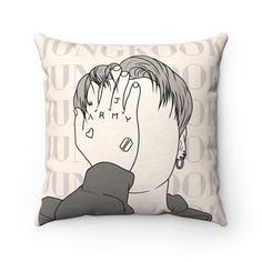 a pillow with an image of two people hugging each other and the words army written on it