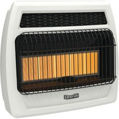 an electric heater with the door open and yellow light on it's side