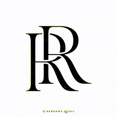 the letter r is made up of two letters in black and white, with an elegant font