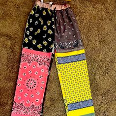 Bandanna Style Pants Drawstring Around The Waist Different Patterns. Trendy Pink Patchwork Pants, Wide Leg Pants With Patchwork For Summer, Summer Wide Leg Pants With Patchwork, Summer Wide Leg Patchwork Pants, Summer Straight Pants With Patchwork, Summer Pink Patchwork Pants, Trendy Patchwork Long Pants, Summer Patchwork Ankle-length Pants, Summer Ankle-length Patchwork Bottoms