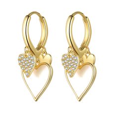 PRICES MAY VARY. ❤Earrings Hoop Material:Comes in AAA+ Cubic Zirconia and 18k gold plated on the surface,tarnish-resistant then can't be faded in a long time.Nickel free,lead free,cadmium free,safe for sensitive skin. ❤Heart Design:The layered heart earrings symbolizes love.Styles for a charming look with fashion fresh colothes or cool dress. ★Size Detail★:Dangle Earrings:1.2" *0.47", 0.19 oz/ pair.Comes in a pretty gift box.Adjustable size allows you to show off yourself on the daily life,weddi Dainty Hoop Earrings, Heart Hoop Earrings, Velvet Bag, Pretty Gift, Everyday Jewelry, Huggies Earrings, Heart Earrings, Elegant Gift, Heart Design