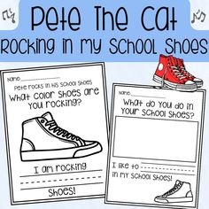 pete the cat rockin'in my school shoes worksheet for students to practice