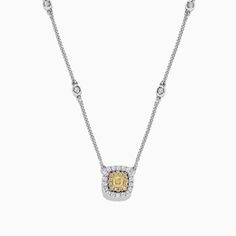 Effy Canare 18K 2-Tone Gold Yellow & White Diamond Necklace, 0.68 TCW Luxury Yellow Gold Drop Diamond Necklace, Classic Luxury Yellow Gold Diamond Necklace, Luxury Classic Yellow Gold Diamond Necklace, White Diamond Necklace, Gold Yellow, White Diamond, Yellow White, Diamond Necklace, 18k Gold