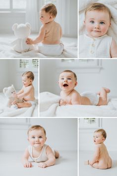 a collage of baby pictures with teddy bears