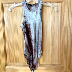 Slight Distress. One Small Hole Near The Collar On The Back (Pictured). High Neckline. Snap Closure In The Crotch. Beautiful Coloring. Never Worn. Brown Tie, Back Pictures, High Neckline, Snap Closure, Tie Dye, Womens Tops, Collar, Women Shopping, Color