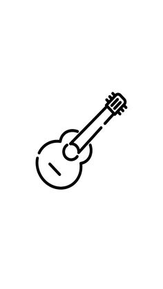 a black and white line drawing of a guitar with a key on it's neck