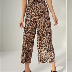 Brand New!! Super Cute Lightweight Pant - Sadly Too Small For Me Price Negotiable High Waist Leopard Print Bottoms For Spring, Leopard Print Wide Leg Bottoms With Relaxed Fit, Casual Leopard Print Wide-leg Pants, Leopard Print Pants With Pockets For Spring, Casual Wide-leg Leopard Print Pants, High Waist Leopard Print Pants For Spring, Spring Leopard Print Pants With Pockets, Spring Leopard Print Bottoms With Pockets, Leopard Print Bottoms With Pockets For Spring