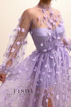 2 Floral Dress Wedding Guest, Floral Wedding Dress, Long Sleeve Prom, Lavender Dresses, A Line Prom Dresses, Beauty Dress, Prom Outfits, Linnet, Prom Dresses With Sleeves