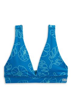 Switch your beach look from colorful to classic and back in this top made with wide straps and full-coverage cups for comfortable support in a plunging style. Clasps at back UPF 50 sun protection Reversible Lined 80% recycled polyester, 20% spandex Machine wash, tumble dry Imported V-neck Halter Top With Built-in Bra For Vacation, Low-cut Halter Top For Beach In Spring, Spring Low-cut Halter Top For Beach, Summer Low-cut Swimwear With Built-in Bra, Summer Swimwear With Adjustable Straps And Low-cut, V-neck Swimwear With Adjustable Straps, Summer Low-cut Swimwear With Adjustable Straps, Beach V-neck Halter Top, Padded V-neck Swimwear For The Beach