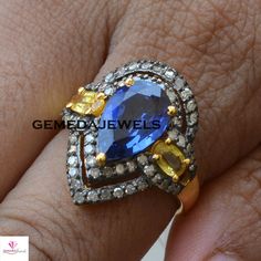 Blue Sapphire Silver Ring, Citrine Gemstone Ring, Diamond Silver Jewelry, Gold Plated Ring, 925 Silver Jewelry, Gemstone Diamond Ring, Gifts Gross Weight: 5.39 gram Gemstone Weight: 4.80 cts Diamond Ring: 1.26 cts NOTE:- All The Products Are Designed And Manufactured In My Workshop By Me & My Team. Shown Products Are Purely Handmade. Custom Orders Are Open Handly Accepted. We Are Perfect Choice For Any Custom Jewelry Manufacturing. For Bulk Orders Please Message me. Visit My Store For More O Fine Jewelry Sapphire Rings With Stones, Sapphire Stone Rings Fine Jewelry, Sapphire Rings With Stones In Fine Jewelry Style, Sapphire Multi-stone Diamond Ring Gift, Topaz Anniversary Ring With Stones, Topaz Gemstone Rings For Jewelry Making, Sapphire Multi-stone Topaz Ring, Sapphire Stone Rings As Gifts, Sapphire Rings With Stones For Gifts